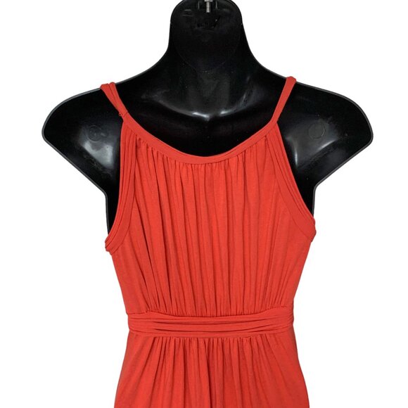 Max Studio Flame Orange Stretch Tank Styled High Waist Maxi Dress - Picture 4 of 11